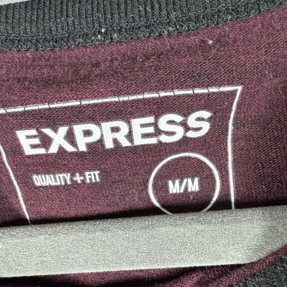Express Crew Neck Shirt Mens Size Medium Maroon Long Sleeve - Picture 3 of 4